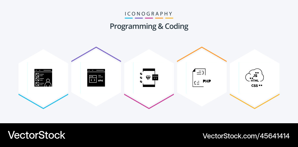Programming and coding 25 glyph icon pack Vector Image