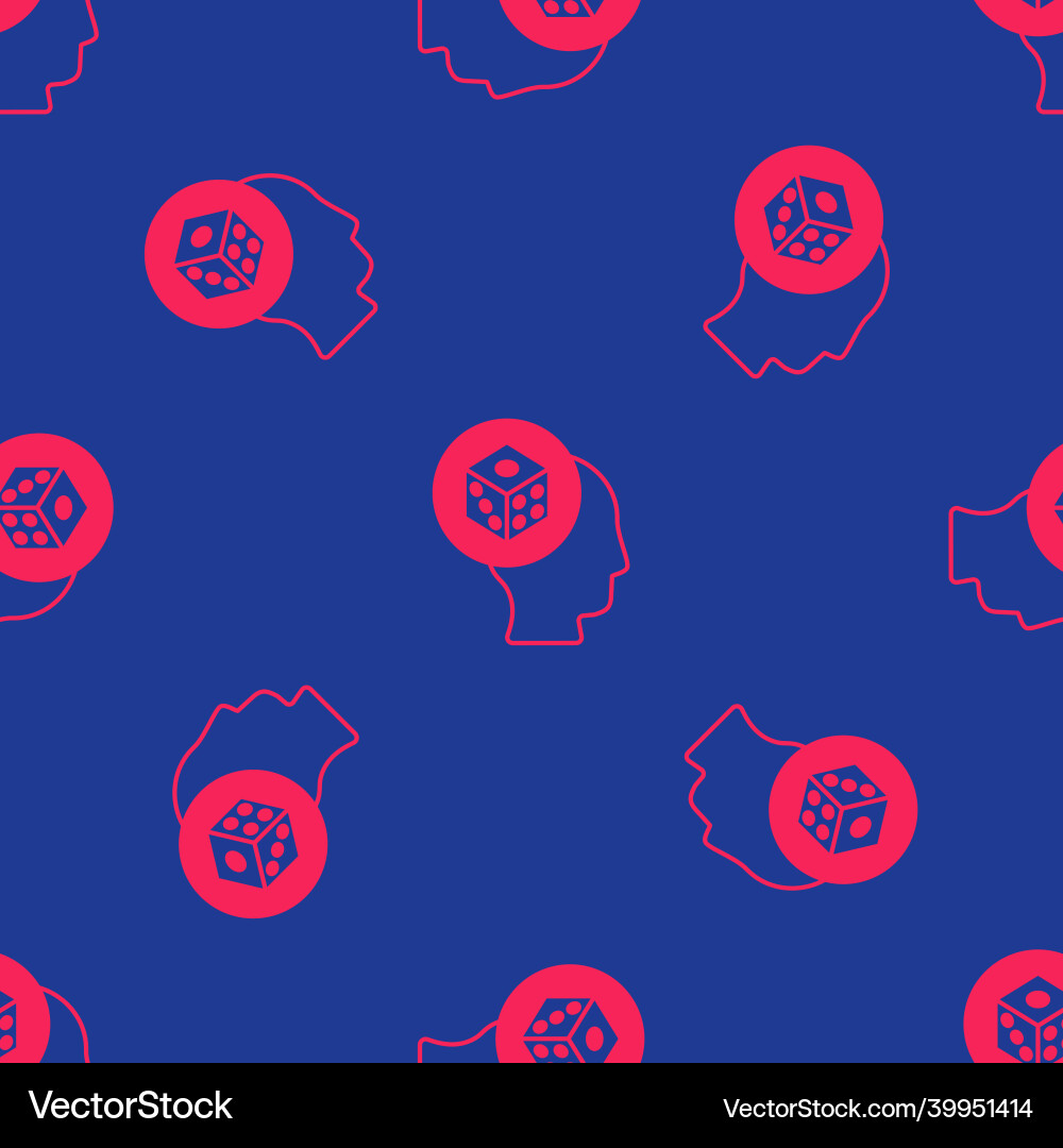Red game dice icon isolated seamless pattern vector image