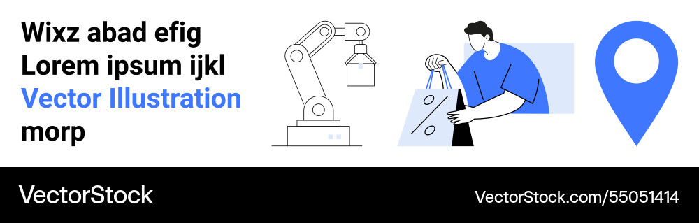 Robot handling objects man using laptop Robot handling objects man using laptop vector image