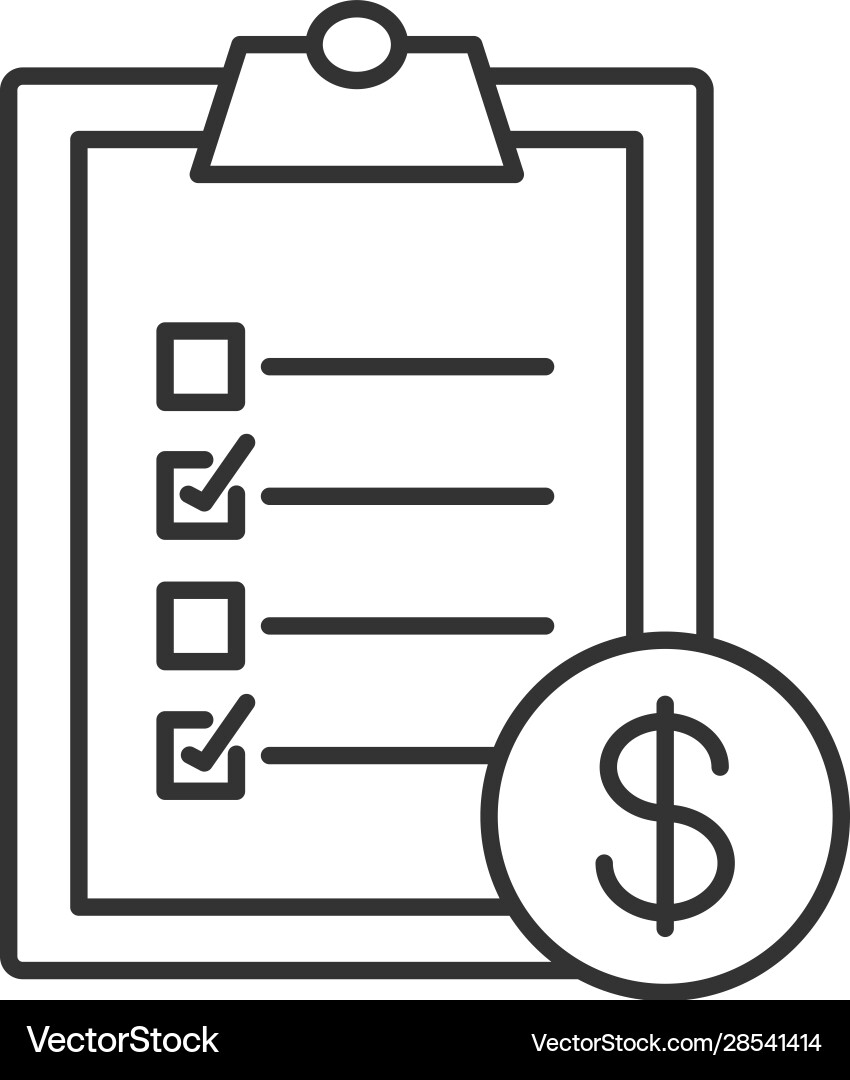 Service list with dollar sign linear icon Service list with dollar sign linear icon vector image