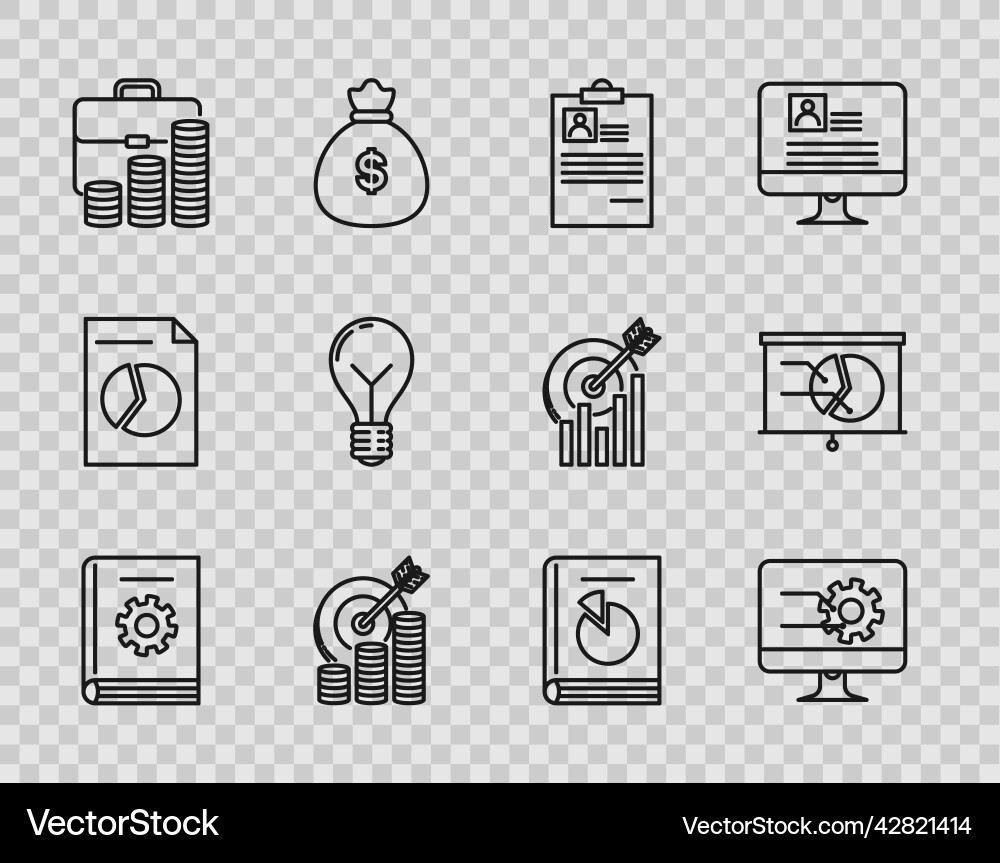 Set line user manual computer monitor with graph Set line user manual computer monitor with graph vector image