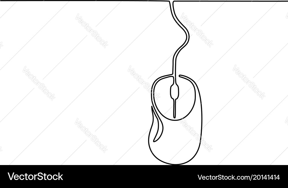 Simple Computer Mouse Outline Vector Image