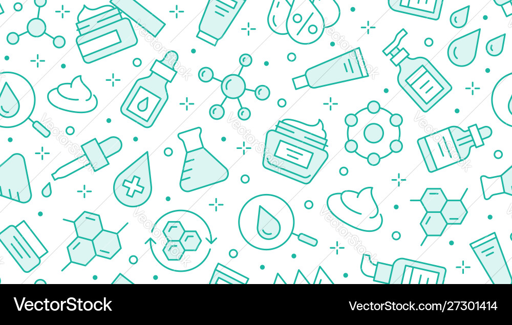 Skin care seamless pattern with line icons Skin care seamless pattern with line icons vector image