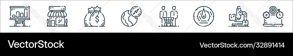 Startup line icons linear set quality Startup line icons linear set quality vector image