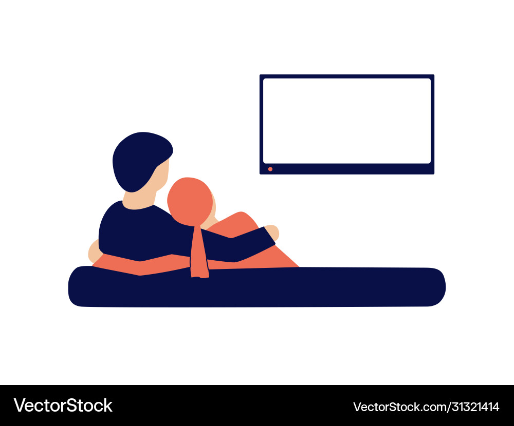 Umarmung junges Ehepaar auf einer Couch sitzen Umarmung junges Ehepaar auf einer Couch sitzen vektorbild