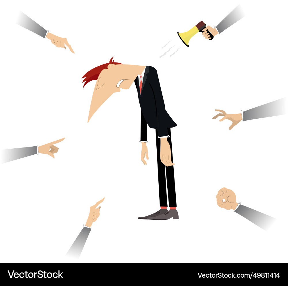 Upset man hands with orders and instructions Upset man hands with orders and instructions vector image