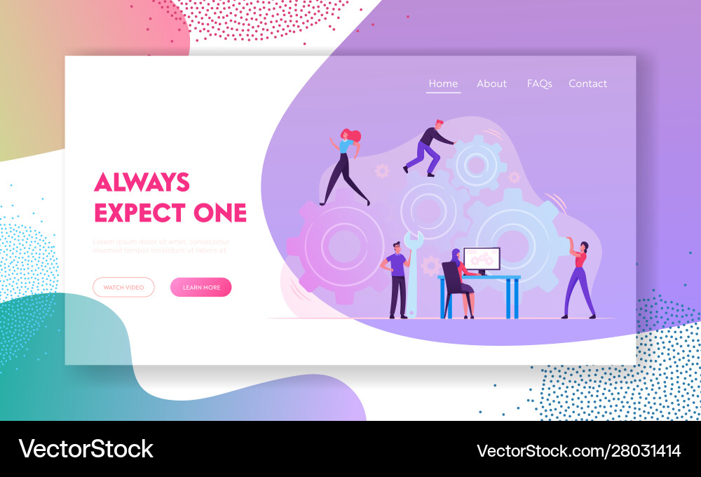 Working routine process teamwork website landing Working routine process teamwork website landing Vector Image