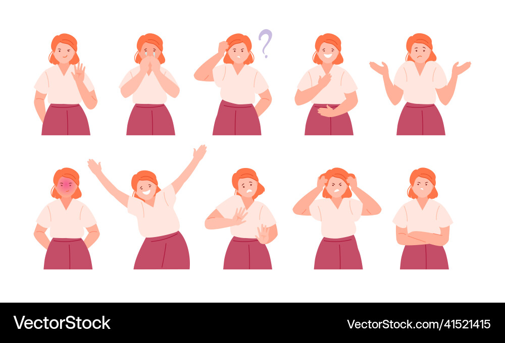 Child girl with different emotions Child girl with different emotions vector image