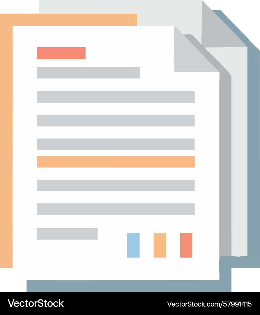 Document with highlighted text and charts flat Vector Image