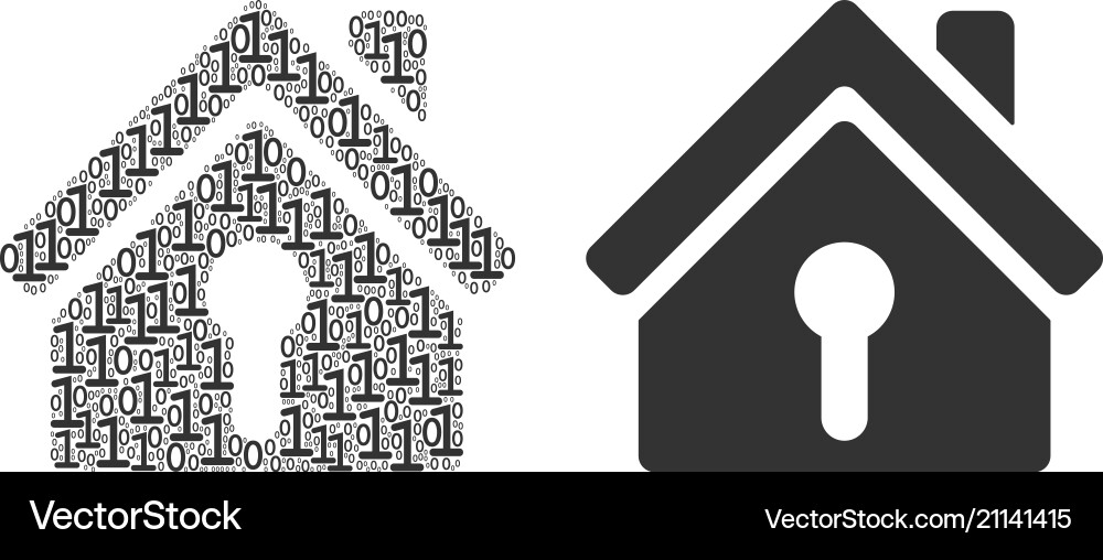Home keyhole collage of binary digits Home keyhole collage of binary digits vector image