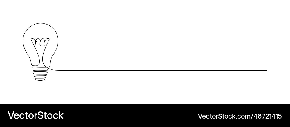 Light bulb in one continuous line drawing Light bulb in one continuous line drawing vector image