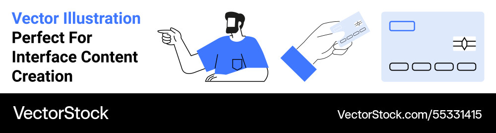 Man pointing hand holding card and user Man pointing hand holding card and user vector image