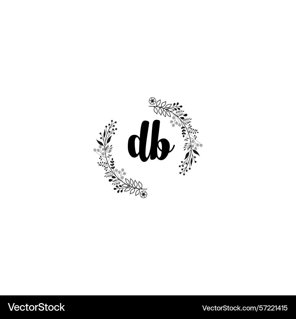 Minimalist botanical monogram db logo design Minimalist botanical monogram db logo design Vector Image