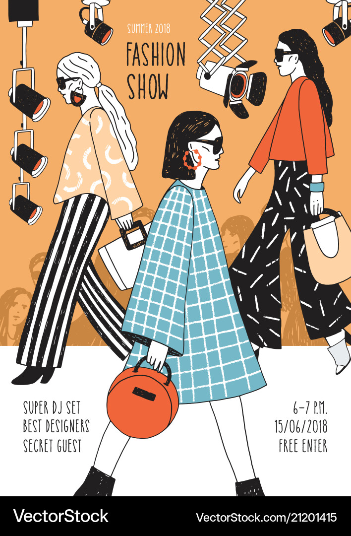 Modern flyer or poster template for fashion show Modern flyer or poster template for fashion show vector image