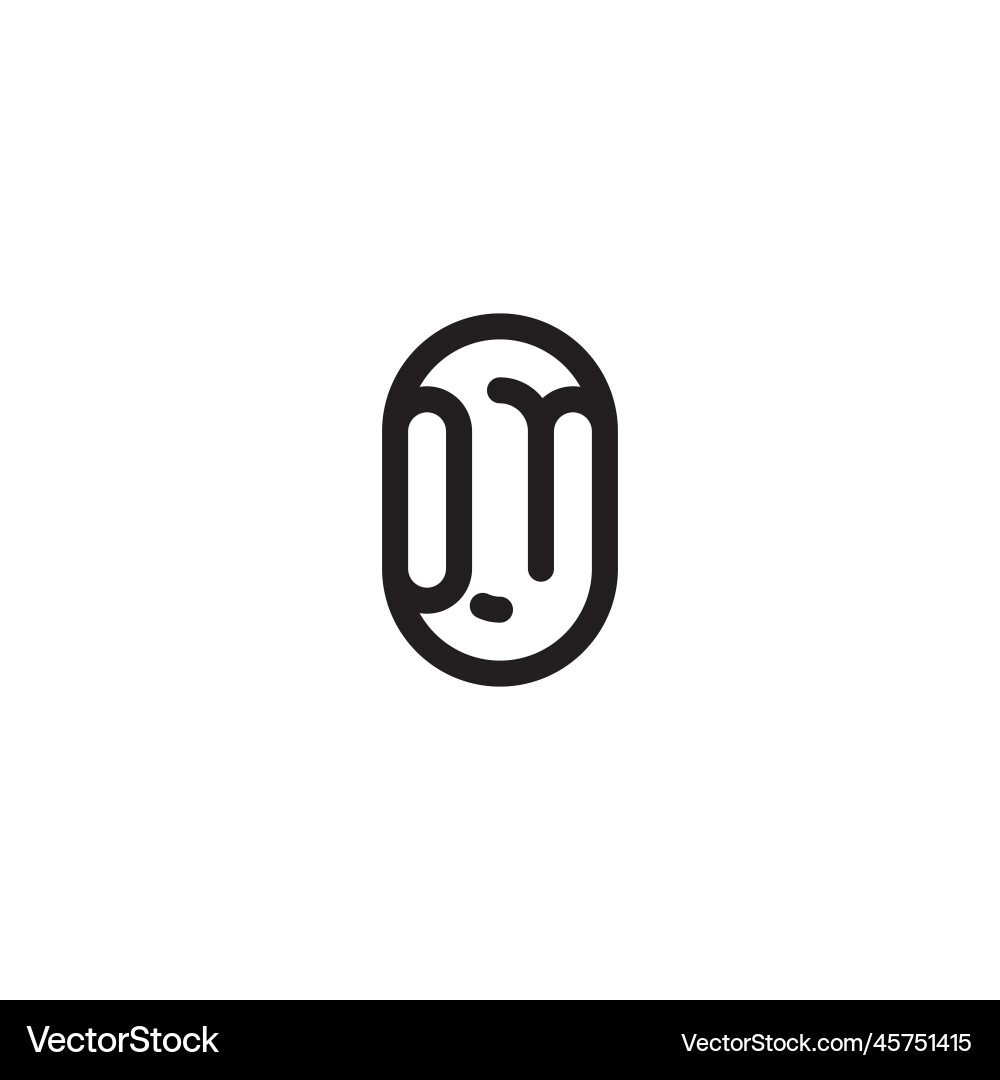 On line simple round initial concept with high vector image