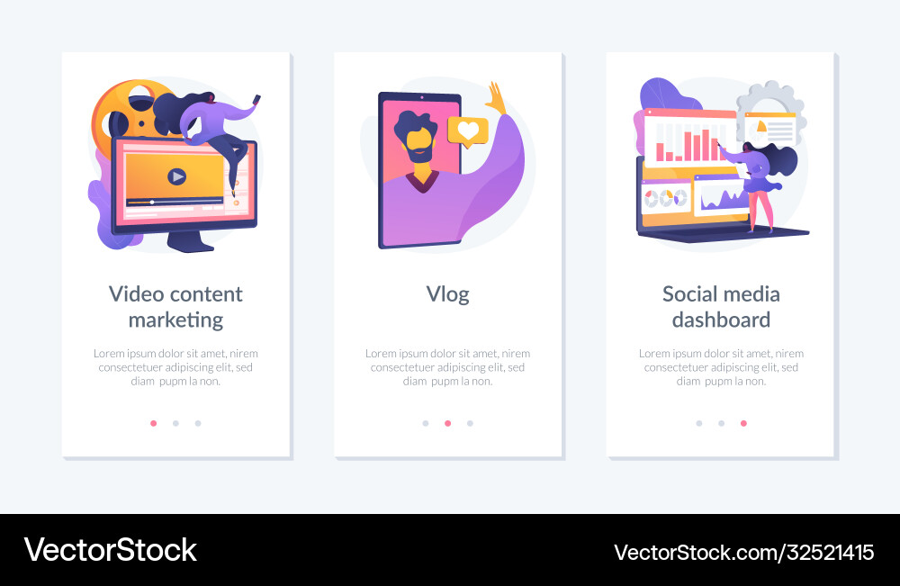 Online marketing and pr app interface template Online marketing and pr app interface template Vector Image
