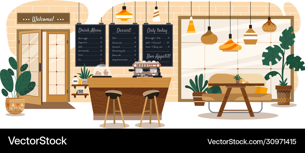 People in cozy cafe coffee shop interior happy People in cozy cafe coffee shop interior happy vector image