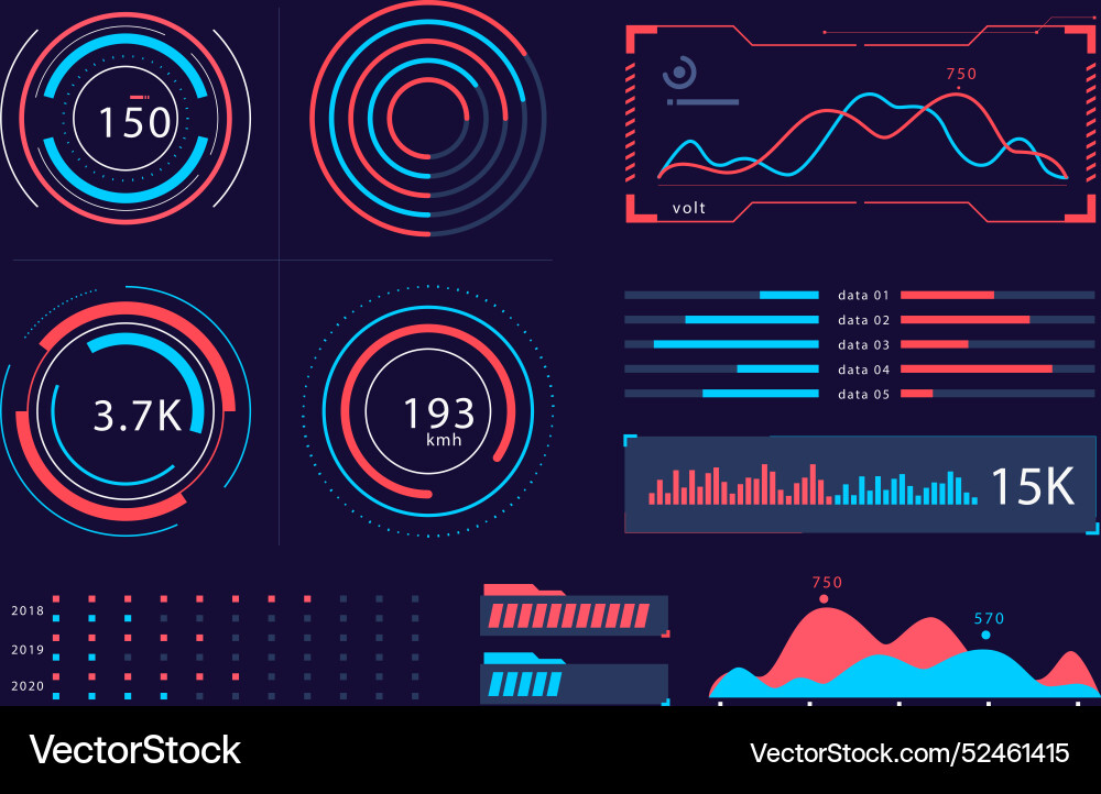 Professional dashboard element set vector image