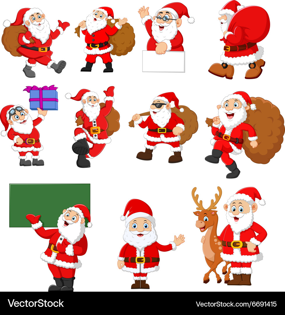 Santa Claus Cartoon Set Vector Image