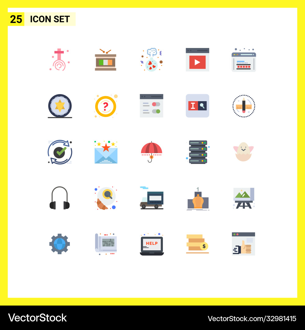 Set 25 flat colors on grid for coding user Vector Image