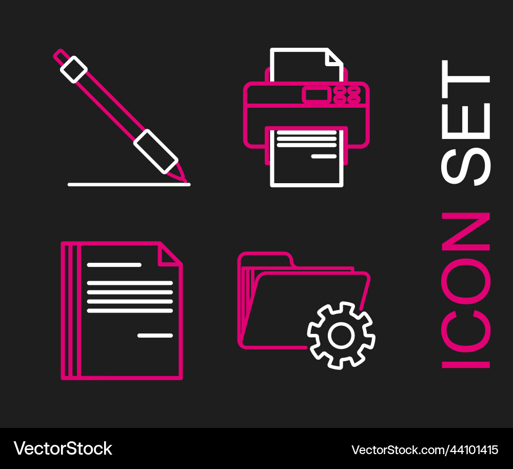 Set line folder settings with gears file document Set line folder settings with gears file document Vector Image