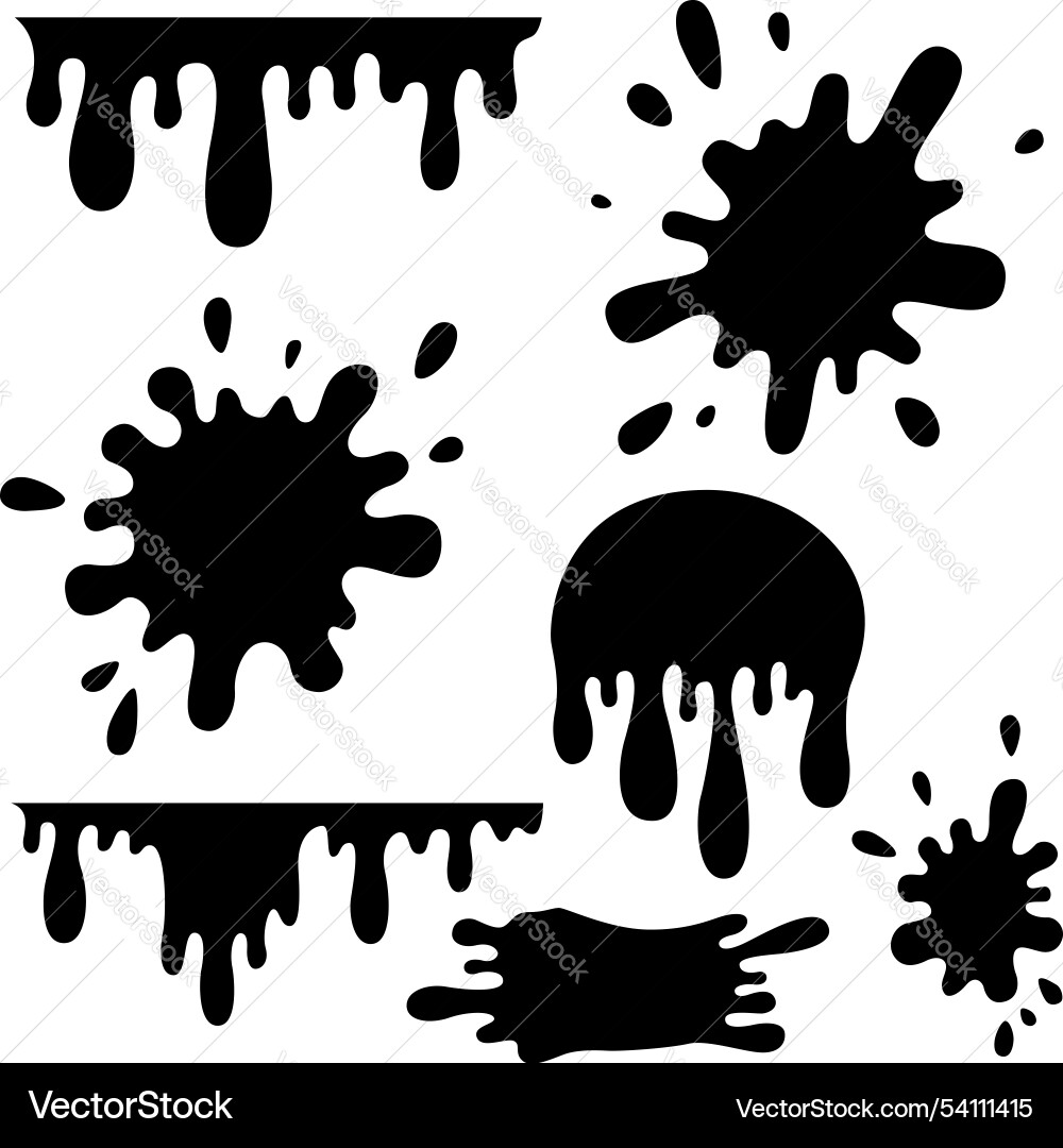 Set von Farbspritzern splatter blobs Set von Farbspritzern splatter blobs vektorbild