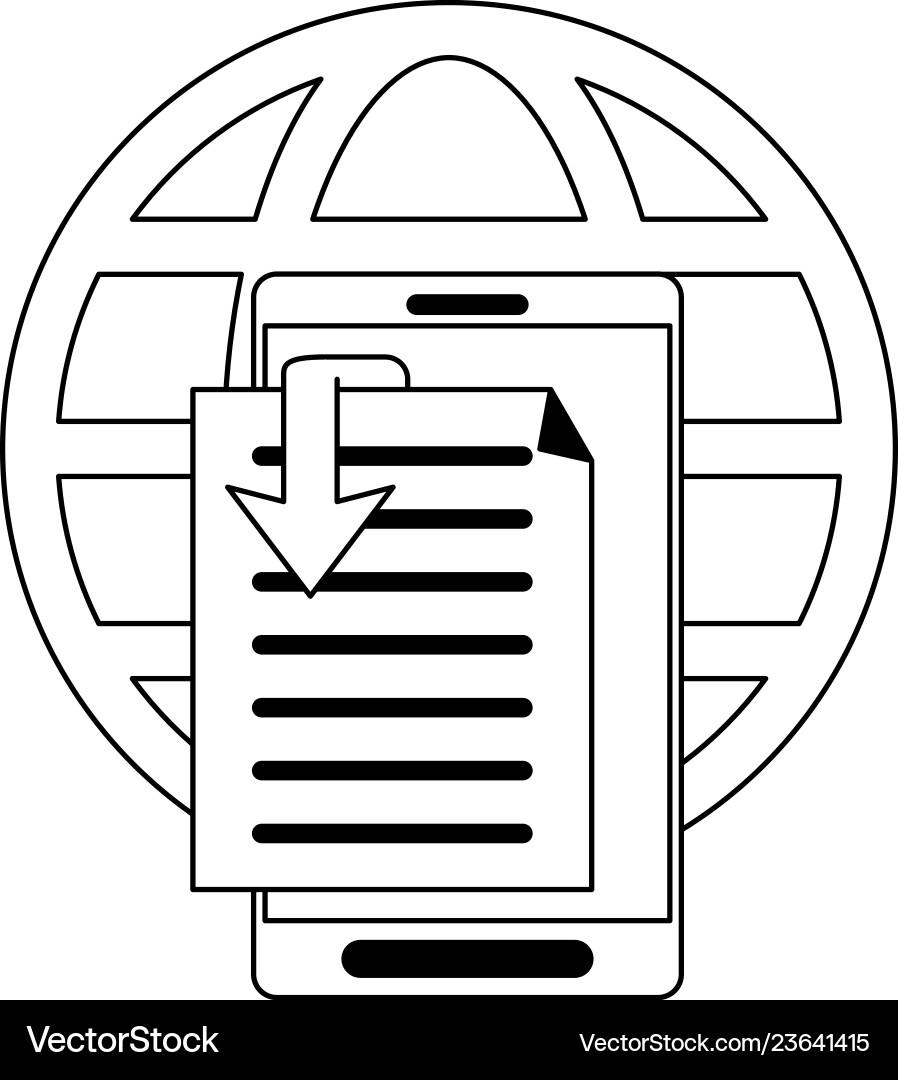 Smartphone with digital document and global sphere Smartphone with digital document and global sphere vector image