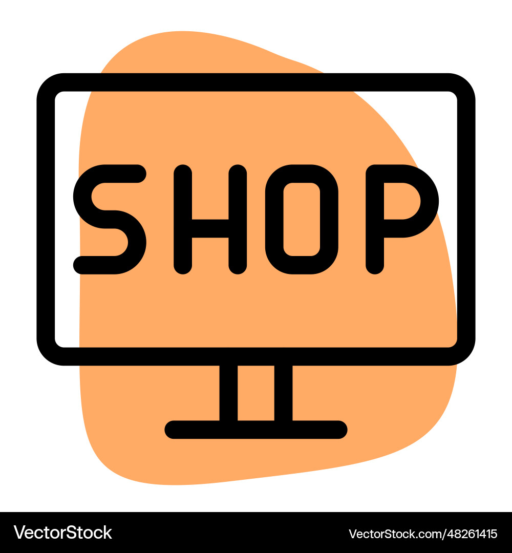 Using a computer for conducting shopping online vector image