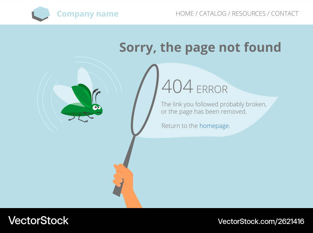 404 Error: Software Bug Trapped vector image