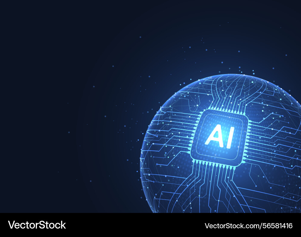 Abstract artificial intelligence global network Abstract artificial intelligence global network vector image