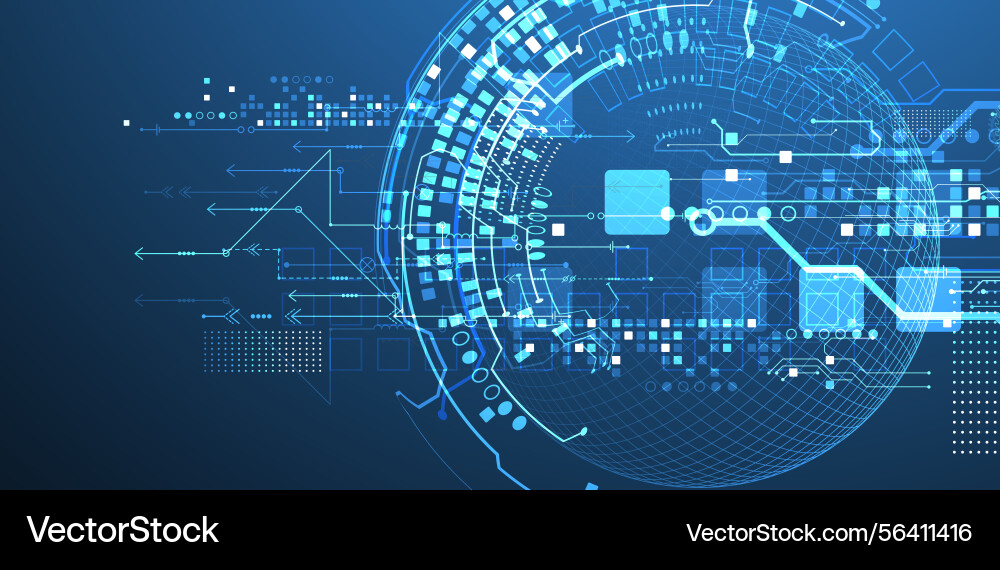 Abstract circuit board background with sphere Abstract circuit board background with sphere vector image