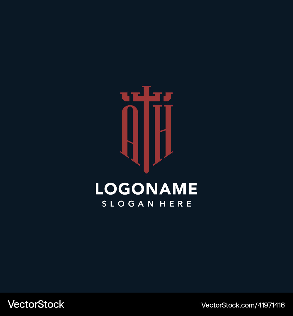 Ah initial monogram logos with sword and shield Ah initial monogram logos with sword and shield Vector Image