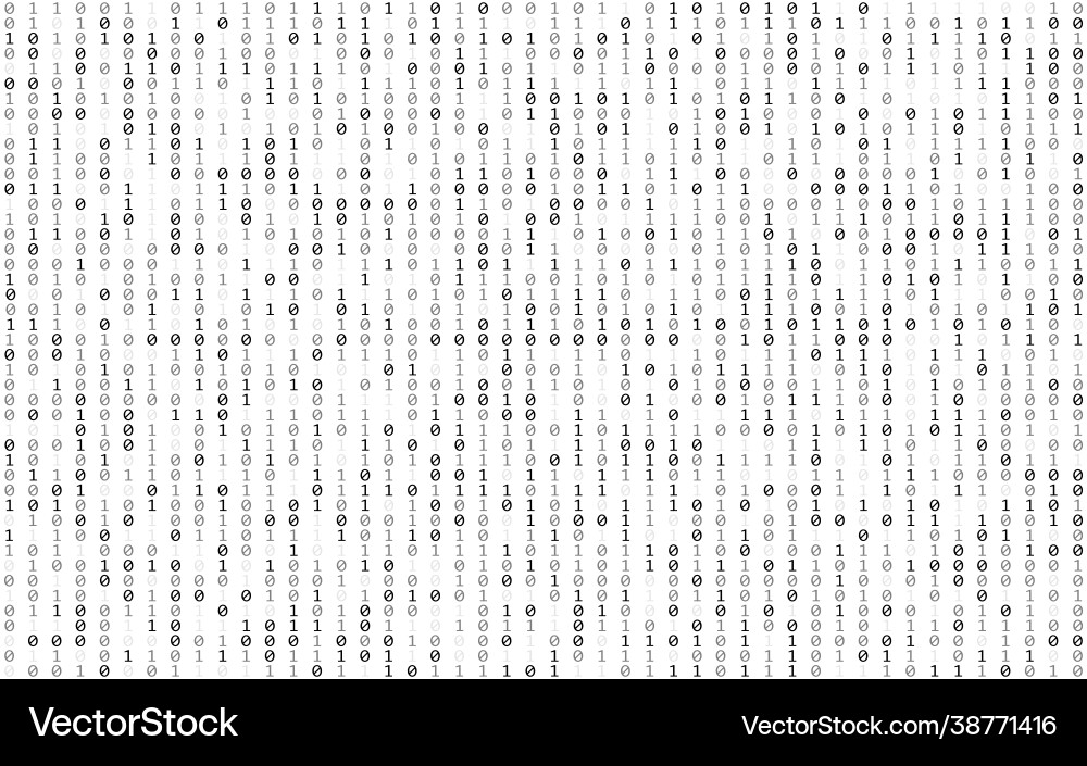 Binary code white matrix background with falling Binary code white matrix background with falling vector image