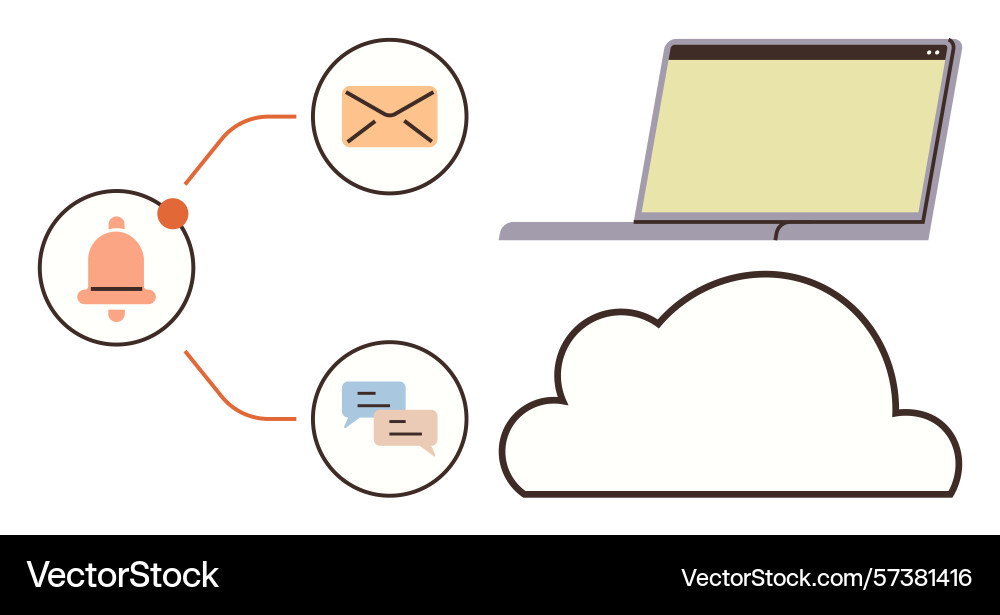 Cloud-based communication with notifications Cloud-based communication with notifications vector image