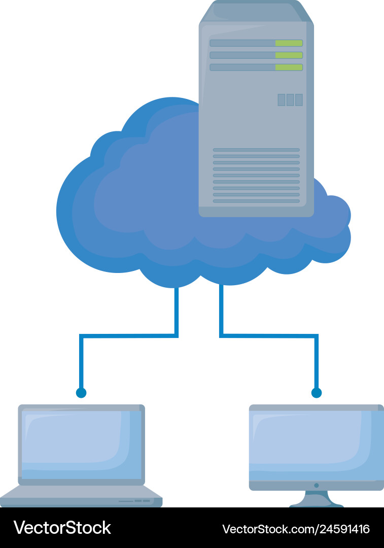 Cloud computing with computers vector image