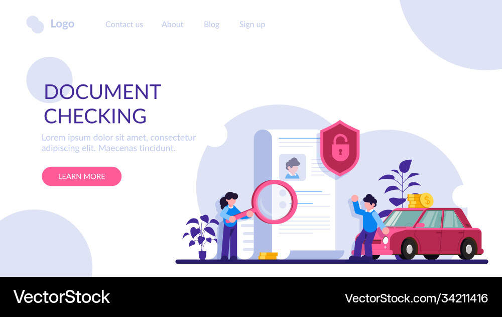 Document checking concept characters make a deal Vector Image