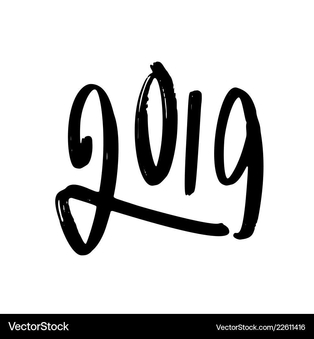 Frohes neues Jahr 2019 Kalligraphie und Briefing Frohes neues Jahr 2019 Kalligraphie und Briefing vektorbild