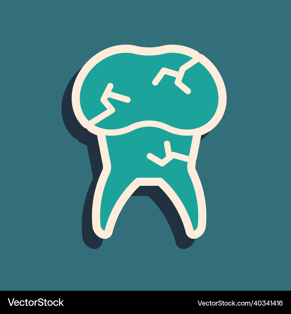Green tooth with caries icon isolated on Green tooth with caries icon isolated on vector image