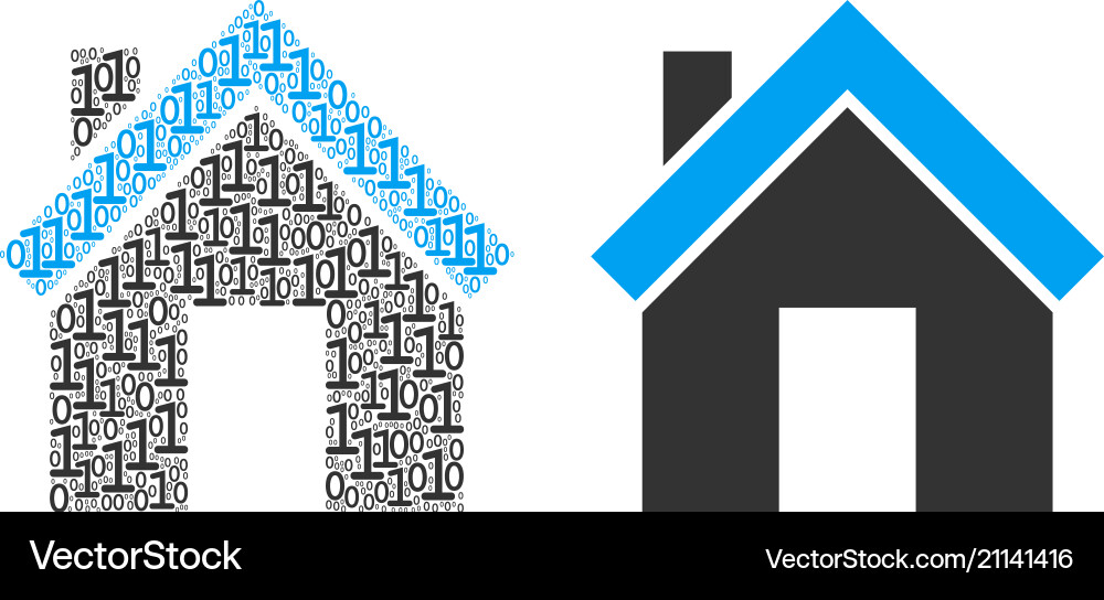 Home mosaic of binary digits Home mosaic of binary digits vector image
