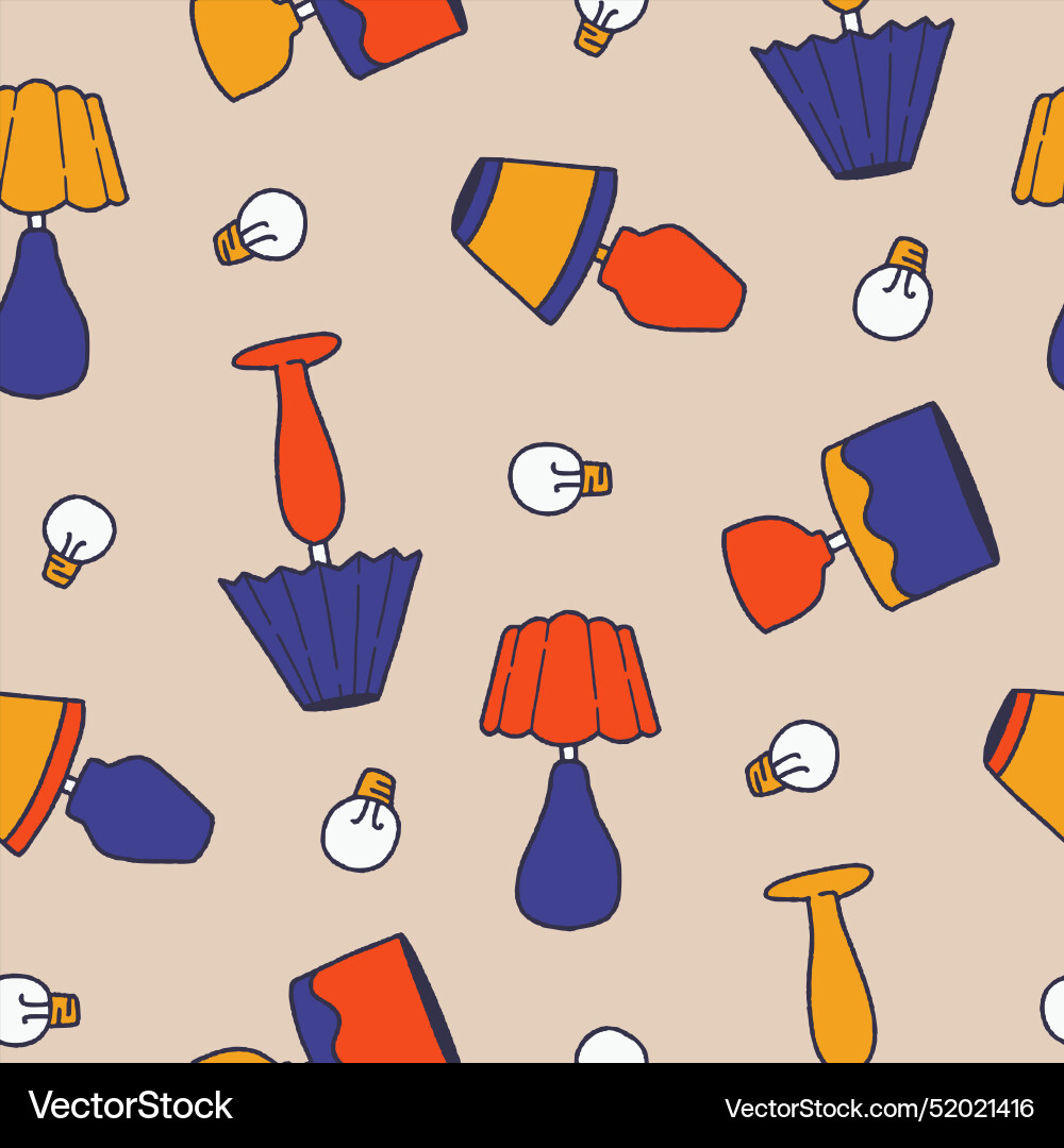 Lamp shade light seamless pattern design Vector Image