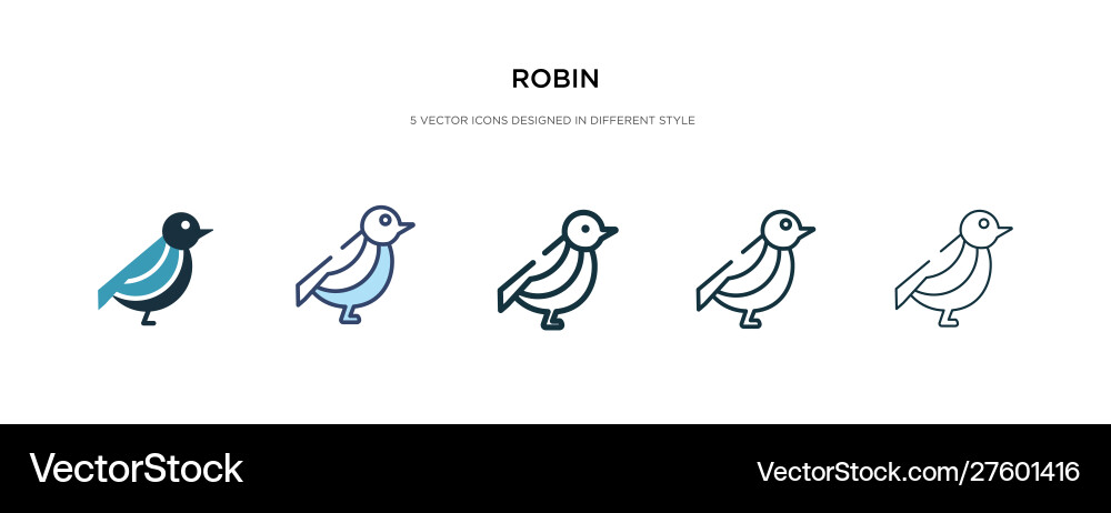 Robin Bird Icons - Multiple Styles vector image