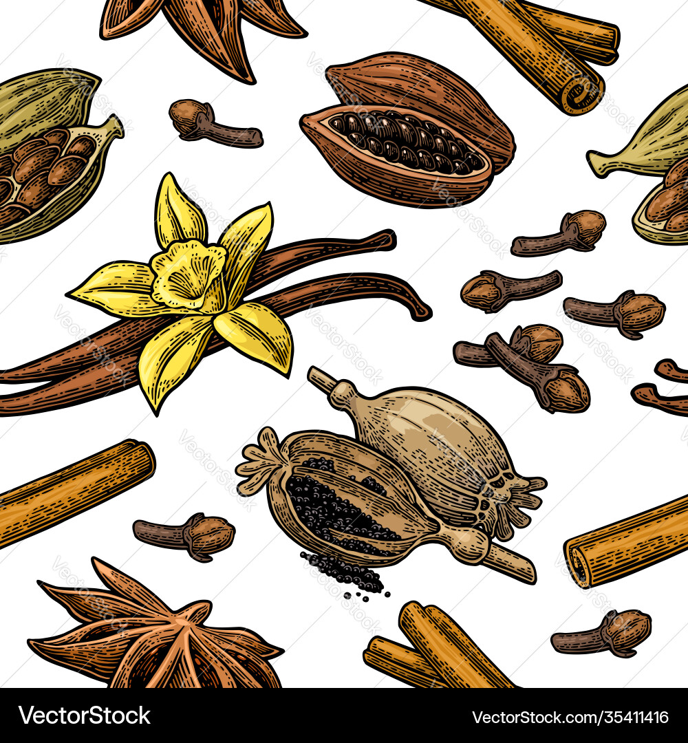 Seamless pattern set spices Seamless pattern set spices vector image