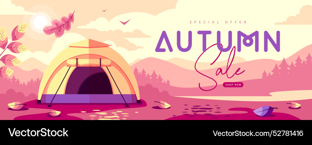 Seasonal retro flat autumn big sale banner Vector Image