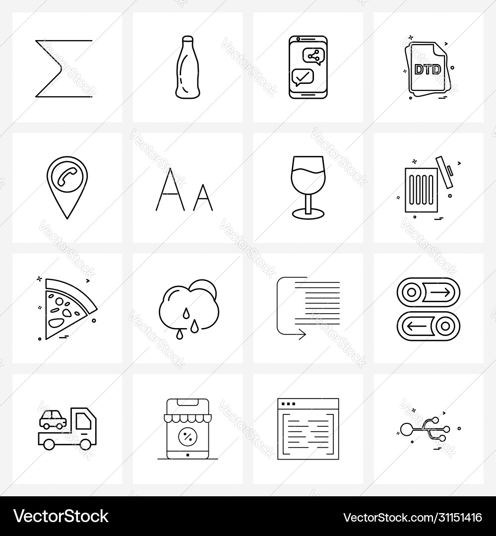 Set 16 simple line icons map did share vector image