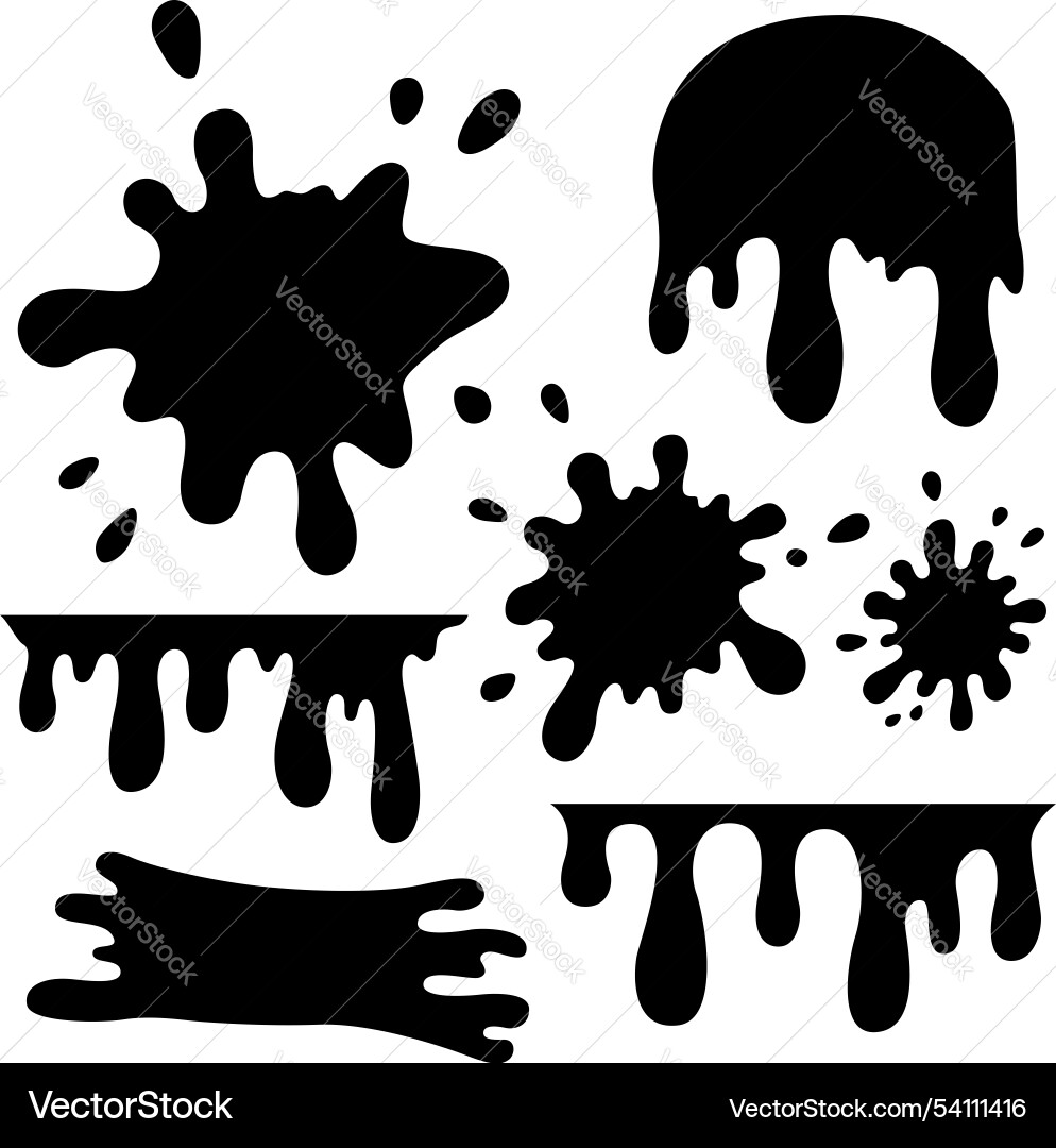 Set of paint splashes splatter blobs Set of paint splashes splatter blobs vector image