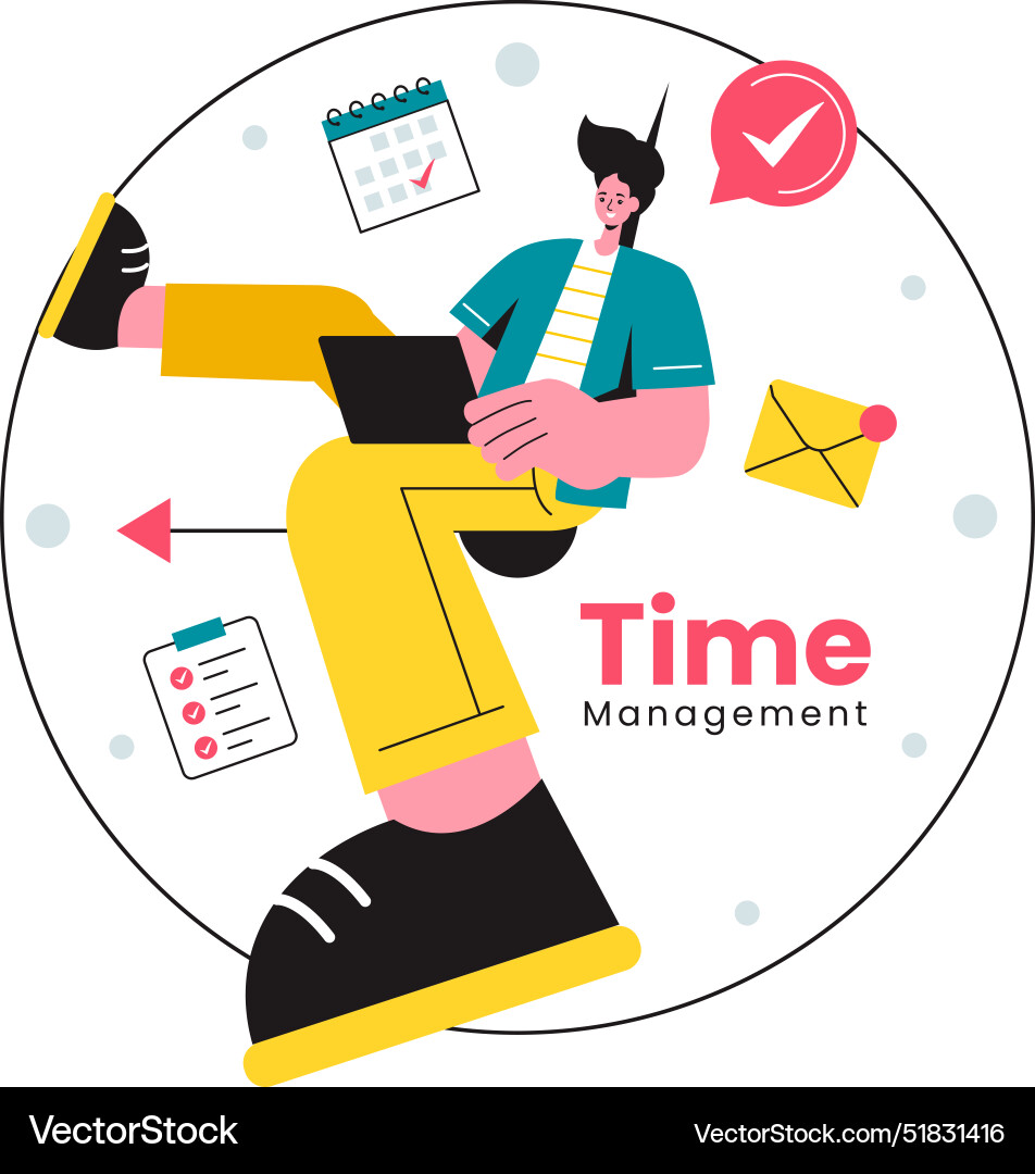 Time management with clock controls and task Time management with clock controls and task vector image