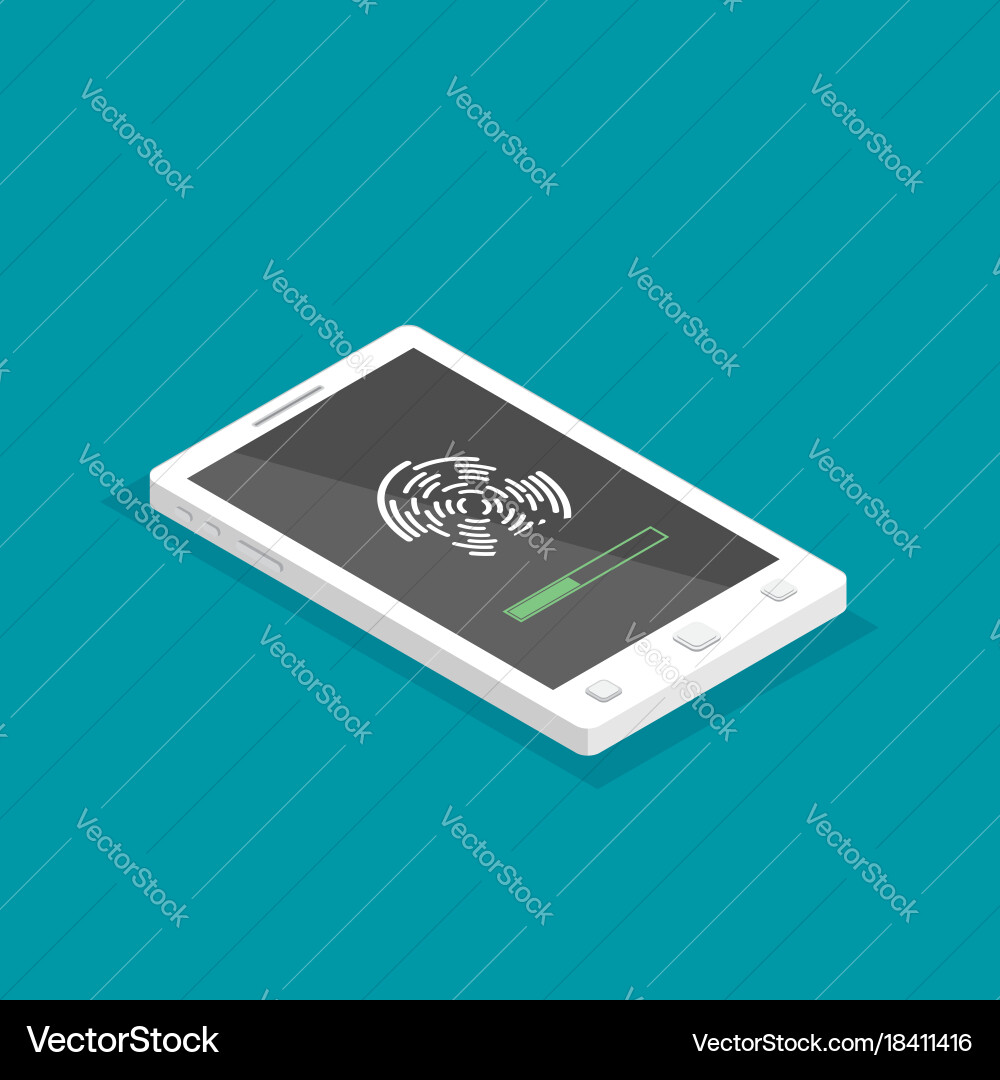 Unlocked with fingerprint button isometric access Vector Image
