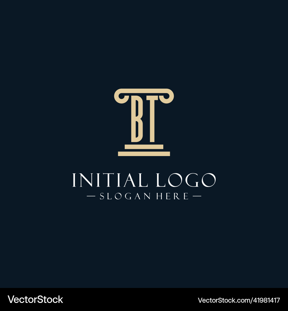 Bt initial monogram logos with pillar shapes style Bt initial monogram logos with pillar shapes style Vector Image