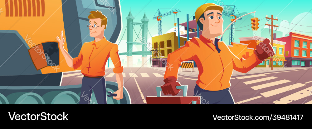 Builders machinery and construction site in city Builders machinery and construction site in city vector image