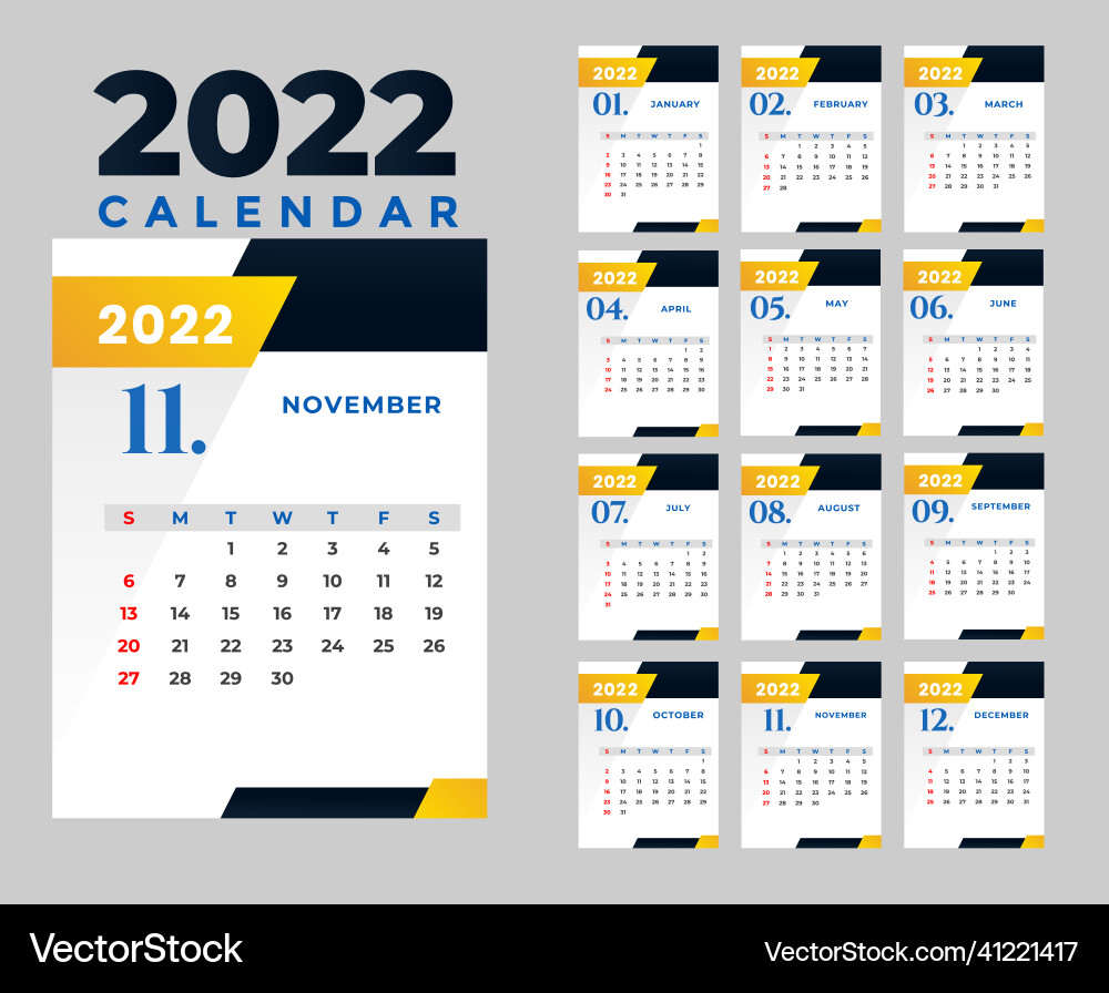 Calendar 2022 november happy new year month Calendar 2022 november happy new year month vector image